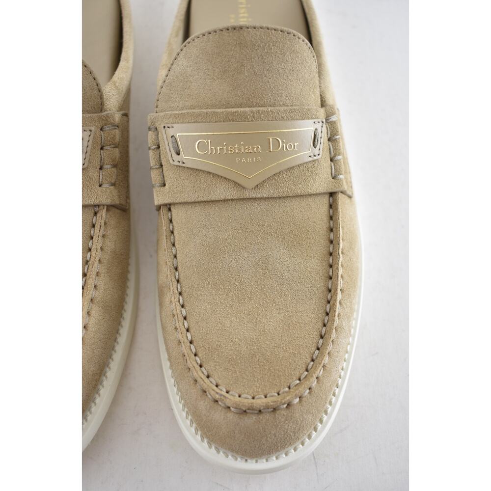 Dior Boy Mule Corde Beige Suede Leather Backless Slip On Logo Loafer Flat 42 - Picture 11 of 16